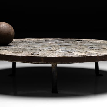 Cement & Metal Coffee Table, 39.5”diameter