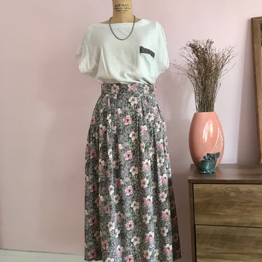 1980's Pink Floral Paisley Full Skirt 