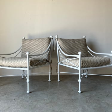 Mario Papperzini for Salterini - Style Outdoor Aluminum Lounge Chairs - a Pair 