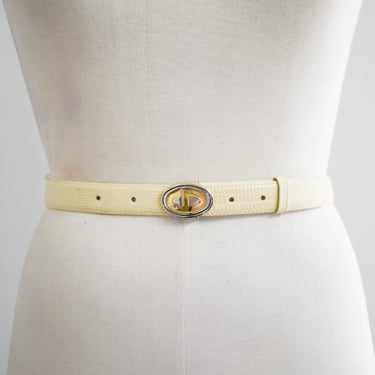 1970s/80s Christian Dior Cream Leather Belt with 
