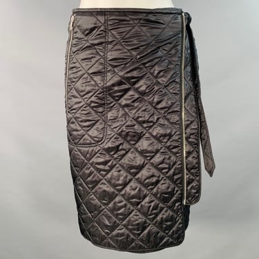 DRIES VAN NOTEN Size 2 Black Nylon Quilted Zip Pockets Wrap Skirt