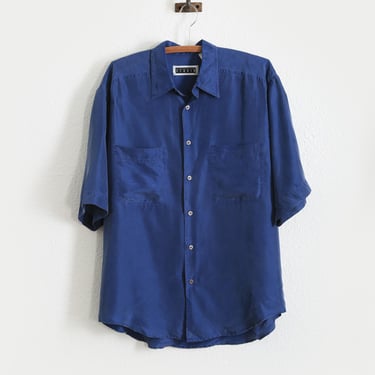 90s blue silk blouse 