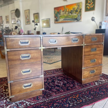 Vintage Campaign Desk Designed by Bernhardt 