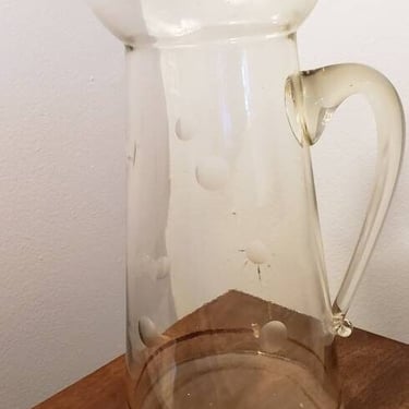 ART DECO etched glass water pitcher  Mothers Day flower vase 