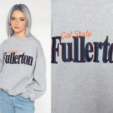 Cal State Fullerton Sweatshirt 90s University Shirt Graphic California College Sweater 1990s Vintage Grey Russell Extra Large xl 