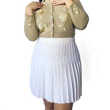 1980s DKNY Cream Pleated Skirt, sz. M-1XL