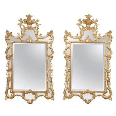 Fine Pair LaBarge Gilded Beveled French Louis XV Style Mirrors Made in Italy