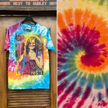 Vintage 1980’s Janis Joplin “Big Brother and the Holding Company” Tie Dye Hippie Rock Band Cotton T-Shirt, 80’s Tee Shirt, Vintage Clothing 