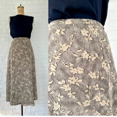1990's Size 10 Silk Floral Midi Skirt from Jones NY 