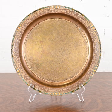 Louis Comfort Tiffany Furnaces New York Bronze Doré and Enamel Plate or Tray