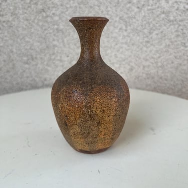 Vintage Small Weed Pot Vase Stoneware Studio Art Pottery Signed 5 1/4” x 2.5” 