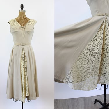 1940s LINEN and LACE dress small | new summer 