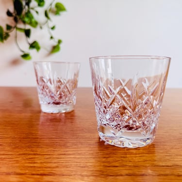 Vintage Barware Set: Royal Doulton Julia Old Fashioned Whisky Crystal Glasses - Set of Two 