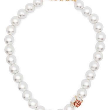 Casablanca Unisex Logo Pearl Necklace
