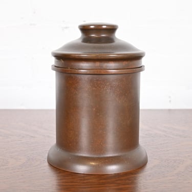 Heintz Arts & Crafts Bronze Round Container With Lid, Circa 1910