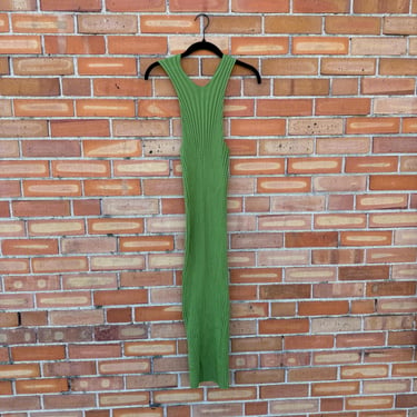 green ribbed mundaka racer back midi dress / l large 