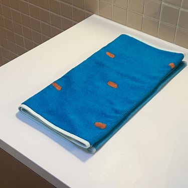 Terracotta + Bright Blue Bamboo Hand Towel