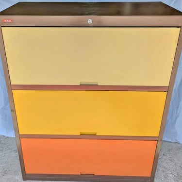 Vintage MCM 3 Tier Metal Industrial Barrister Style Cabinet by Tab 