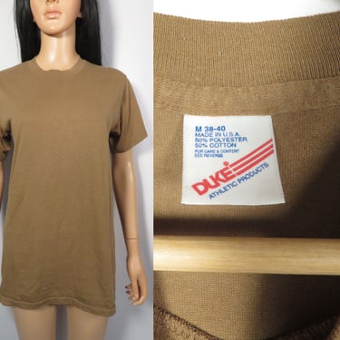 Vintage 80s Army Brown Made In USA Single Stitch Tshirt Size M 