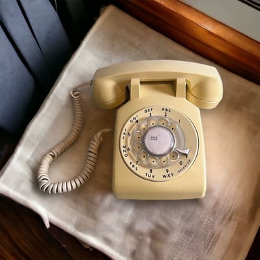 Vintage Rotary Phone Cream ITT Mid Century Modern 