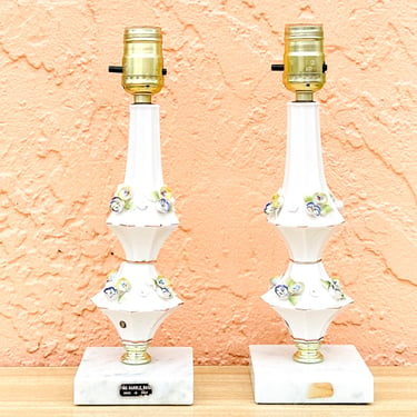 Pair of Italian Floral Lamps
