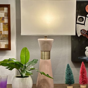Mid Century Pink & Gray Table Lamp