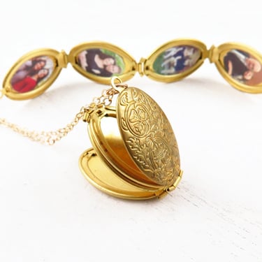Gold Folding Locket Necklace, Family Tree Necklace, Four Photo Locket, Gold Locket, Personalized Gift, Multi Photo Locket 