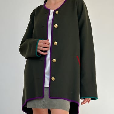 Geoffrey Beene Olive Wool Coat (L)