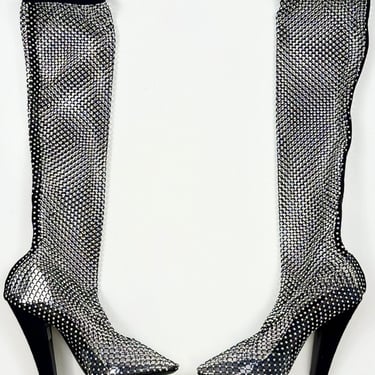 Saint Laurent Fishnet Crystal Boots