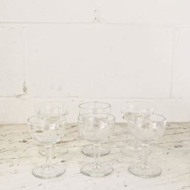 vintage french etched wine glasses, set of 6