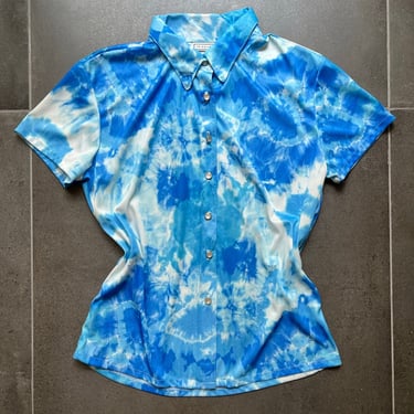 90s Blue Tie Dye Raver Shirt Size M / L 