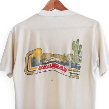 vintage desert shirt / cactus shirt / 1970s Kens Liquor Store Bullhead City Arizona desert cactus print shirt Medium 