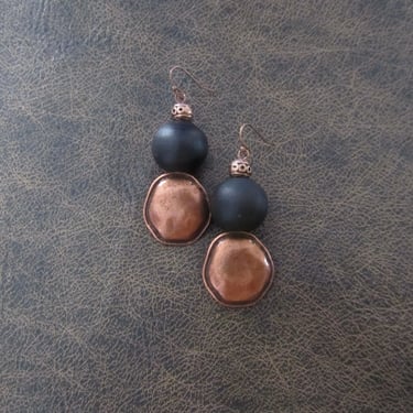 Modern hammered copper earrings 