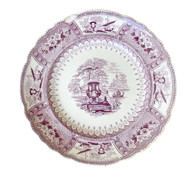 Antique lavender transferware plate, Staffordshire English ironstone, T Mayer Canova purple & white Boho cottage chic wall decor 