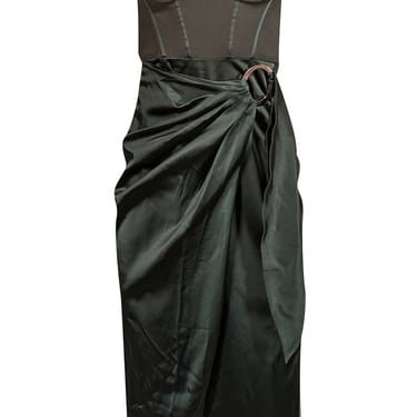 Jonathan Simkhai - Green Strapless Satin Dress w/ Crepe Bodice Sz 4