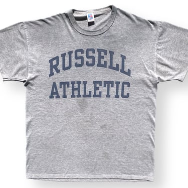 Vintage 80s/90s Russell Athletic Made in USA Spell Out Graphic T-Shirt Size Large/XL 