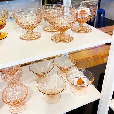 Vintage Fenton Pink Hobnail Glass Set