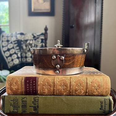 Antique English Lidded Marmalade Pot - Oak Barrel 