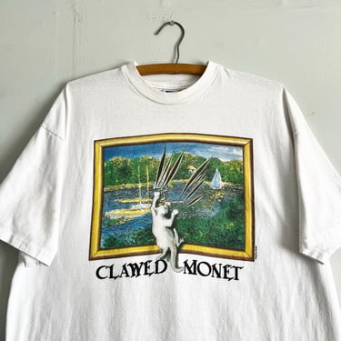 Vintage 90s Art T Claude Monet "Clawed Monet" Parody T Shirt size XL 
