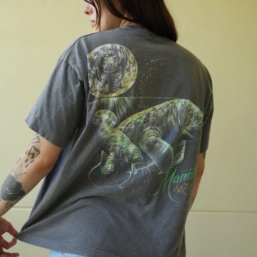 Manatee in the Moon t-shirt / 100% cotton 