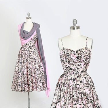 Emma Domb silk dress | Vintage 50s Emma Domb floral silk cocktail dress | 1950s deadstock Emma Domb designer evening dress 