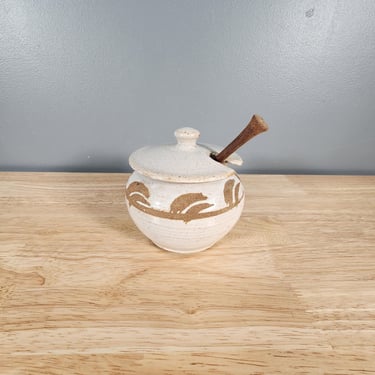 Studio Pottery Honey Pot RB Chop Mark 