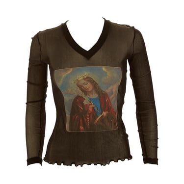 Dolce & Gabbana Mesh Longsleeve Virgin Mary Top