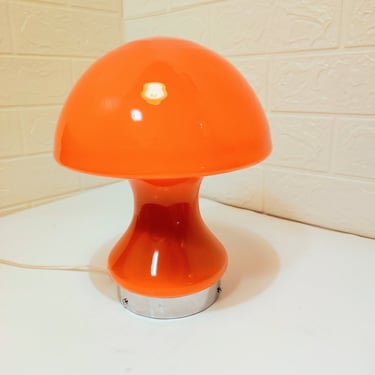 Vintage Cased Glass Mushroom / Table Lamp /Desk Lamp / 70s  Atomic Lightning/ Retro Orange Lamp / Mid Century / Yugoslavia Sijaj Hrastnik/ 