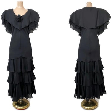 VINTAGE 80s Gothic Black Ruffled Romantic Drop Waist | Black Lotus Vintage  - Lake Geneva, WI | ATTIC