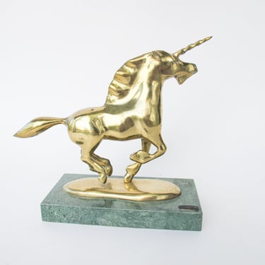 Brass Bijan Unicorn on Marble Base 