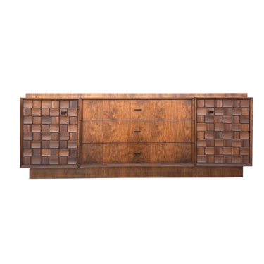 Mid-Century Modern Tobago Canadian Brutalist 9-Drawer Lowboy Dresser