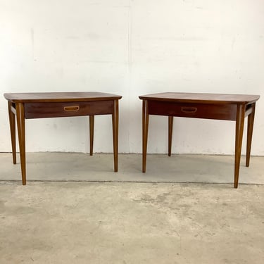 Mid-Century Walnut Lamp Tables by Lane Furniture- Pair 