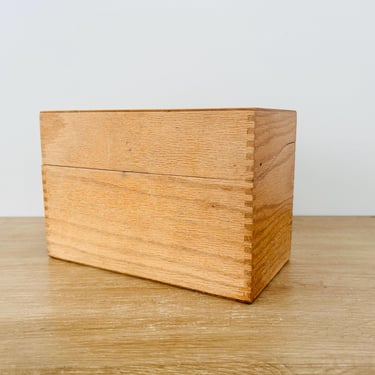 Vintage Industrial Dovetail File Box by Hedberg Light Wood Office Box 