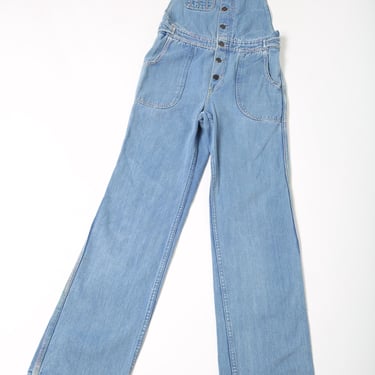 Vintage 70s Rainbow Stitched Denim Overalls Jumpsuit Country Streetwear Hippie Hippy 